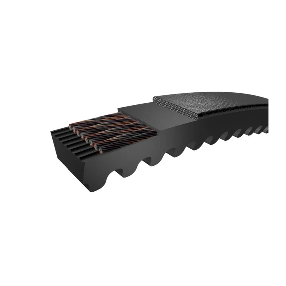 Render del corte de la construcción de una correa en V estrecha SKF, serie EPDM cogged raw edge wedge belts