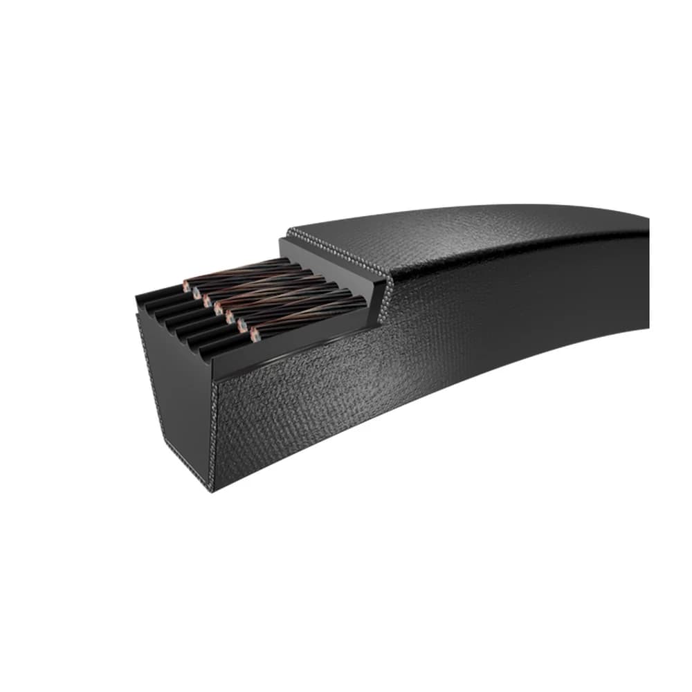 Render del corte de la construcción de una correa en V estrecha SKF, serie Wrapped wedge belts