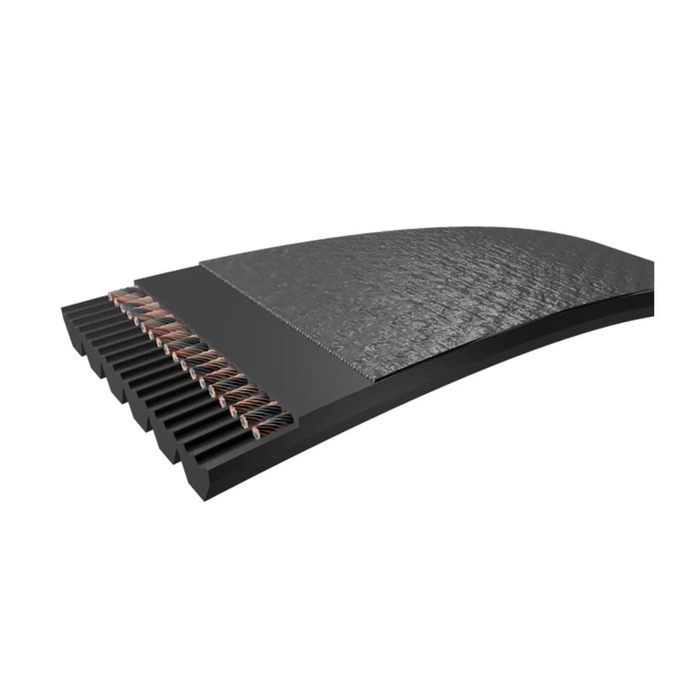Render del corte de la construcción de una correa Poly V SKF, serie Ribbed belts